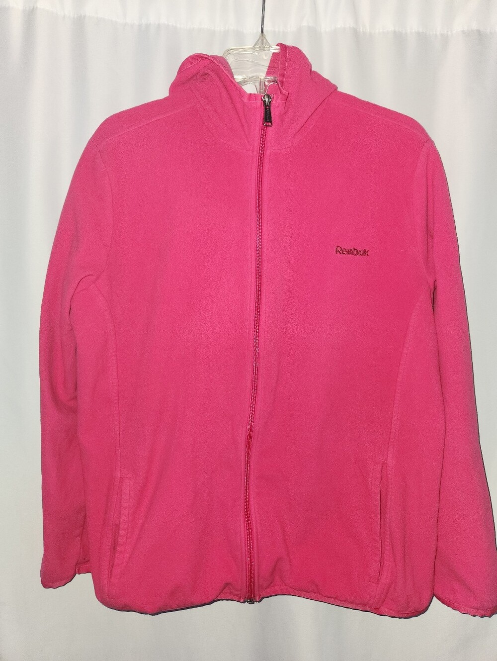 Reebok Womens Hot Pink Full-Zip Fleece Hoodie #athletic #warm #casual #relaxed